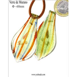 Pendentifs en verre de Murano - Feuille/60 mm - Jaune