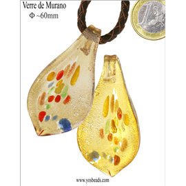 Pendentifs en verre de Murano - Feuille/60 mm - Jaune