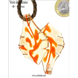 Pendentifs en verre de Murano - Feuille/60 mm - Orange