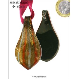 Pendentifs en verre de Murano - Feuille/62 mm - Vert