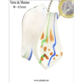 Pendentifs en verre de Murano - Feuille/65 mm - Blanc