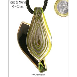 Pendentifs en verre de Murano - Feuille/65 mm - Vert