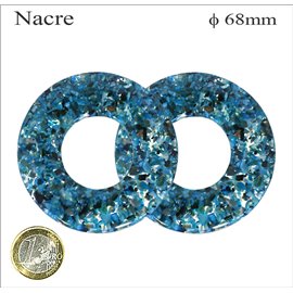 Pendentifs en Résine Synthétique - Cercle/68 mm - Bleu
