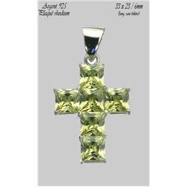 Pendentifs en Argent 925 - Croix/33 mm - Vert