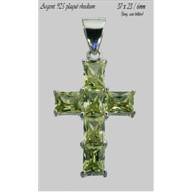 Pendentifs en Argent 925 - Croix/33 mm - Vert