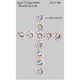 Pendentifs en Argent 925 - Croix/58 mm - Bleu