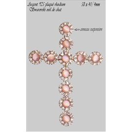 Pendentifs en Argent 925 - Croix/58 mm - Rose