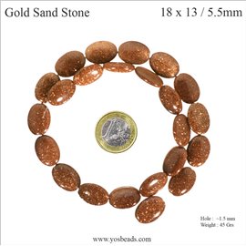 Semi précieuses perles en sable d'or - Ovale/18 mm - Orange