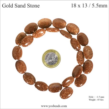 Semi précieuses perles en sable d'or - Ovale/18 mm - Orange