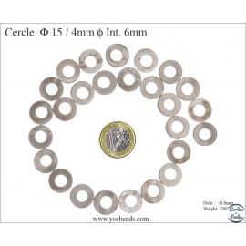 Perles en nacre - Donuts/15 mm - Gris