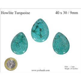 Perles en howlite turquoise - Gouttes/40mm