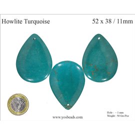 Perles en howlite turquoise - Gouttes/52mm