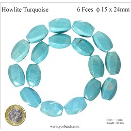 Perles semi précieuses en Howlite Turquoise - Tonneau/24 mm - Turquoise