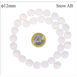 Perles facettées en verre - Rondes/12 mm - Blanc