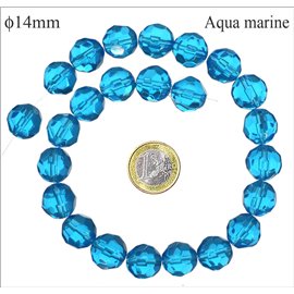 Perles de Bohème Facettées - Ronde/14 mm - Bleu