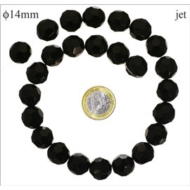Perles de Bohème Facettées - Ronde/14 mm - Noir