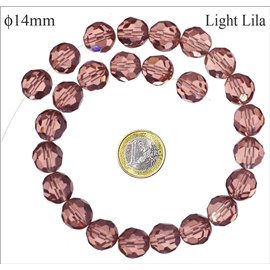 Perles de Bohème Facettées - Ronde/14 mm - Rose