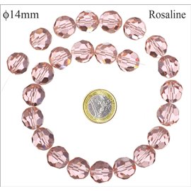 Perles de Bohème Facettées - Ronde/14 mm - Rose