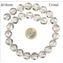 Perles de Bohème Facettées - Ronde/14 mm - Transparent