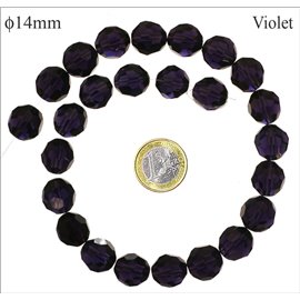 Perles de Bohème Facettées - Ronde/14 mm - Violet