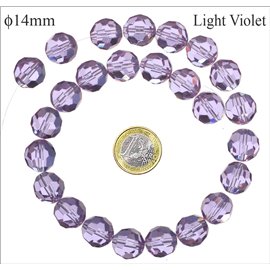 Perles de Bohème Facettées - Ronde/14 mm - Violet