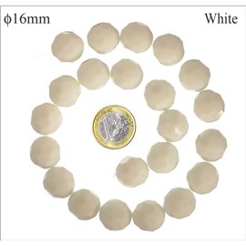 Perles de Bohème Facettées - Ronde/16 mm - Blanc