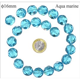 Perles de Bohème Facettées - Ronde/16 mm - Bleu