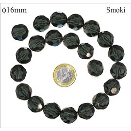 Perles de Bohème Facettées - Ronde/16 mm - Noir
