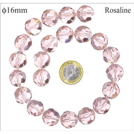 Perles de Bohème Facettées - Ronde/16 mm - Rose