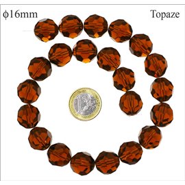Perles de Bohème Facettées - Ronde/16 mm - Rouge