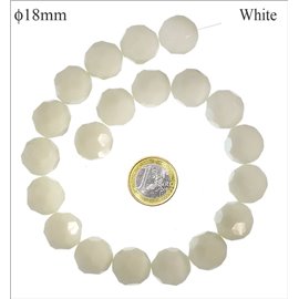 Perles de Bohème Facettées - Ronde/18 mm - Blanc