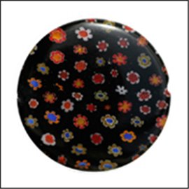 Perles Millefiori de Murano - Disque/30 mm - Noir