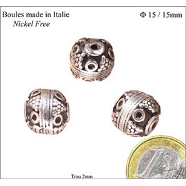Apprêts Boules de Métal qualité premium - 15 mm - Argenté