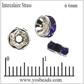 Apprêts Intercalaires Strass - 6 mm - Saphir