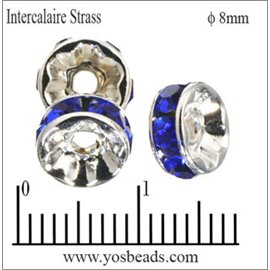 Apprêts Intercalaires Strass - 8 mm - Saphir