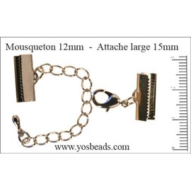 Fermoirs mousqueton - 12 mm - Argenté