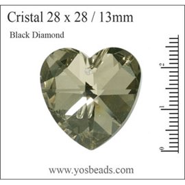 Pendentifs en Cristal de Bohème - Coeur/28 mm - Noir