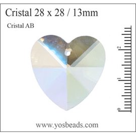 Pendentifs en Cristal de Bohème - Coeur/28 mm - Transparent