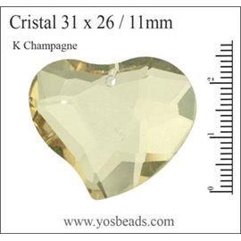 Pendentifs en Cristal de Bohème - Coeur/31 mm - Jaune