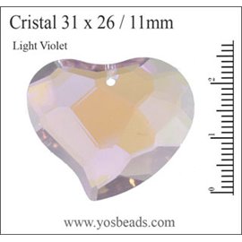 Pendentifs en Cristal de Bohème - Coeur/31 mm - Violet