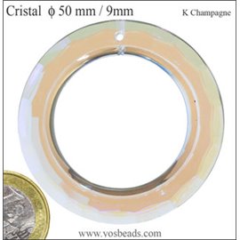 Pendentifs en Cristal de Bohème - Donuts/50 mm - Jaune