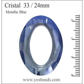 Pendentifs en Cristal de Bohème - Ovale/33 mm - Bleu