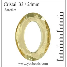 Pendentifs en Cristal de Bohème - Ovale/33 mm - Jaune