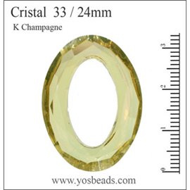 Pendentifs en Cristal de Bohème - Ovale/33 mm - Jaune