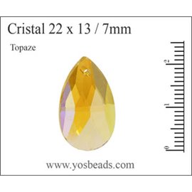 Pendentifs en Cristal de Bohème - Goutte/22 mm - Jaune