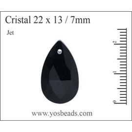 Pendentifs en Cristal de Bohème - Goutte/22 mm - Noir