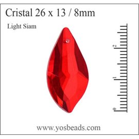 Pendentifs en Cristal de Bohème - Goutte/26 mm - Rouge