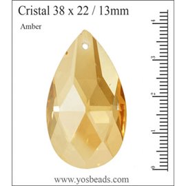 Lot de 3 pendentifs en cristal - Gouttes/38 mm - Ambré