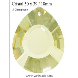 Lot de 3 pendentifs en cristal - Gouttes/50 mm - Jonquille