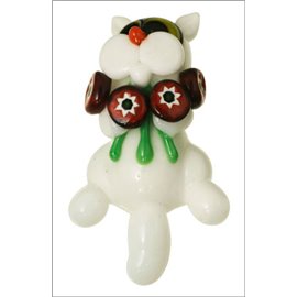 Pendentifs en verre de Murano - Chat/42 mm - Blanc